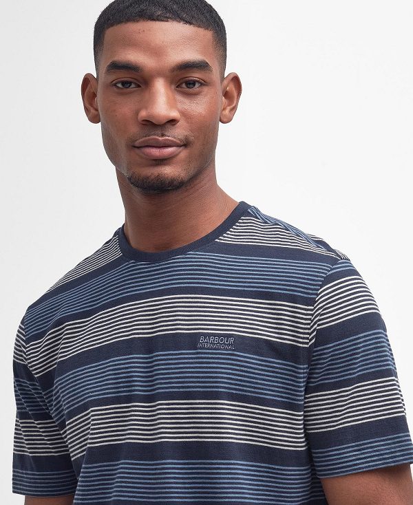 Barbour Putney Striped T-shirt Navy | BABO88333