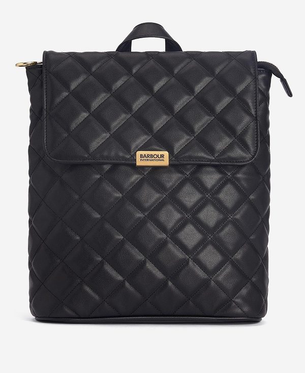 Barbour Quilted Hoxton Backpack Classic Black | BABO89964