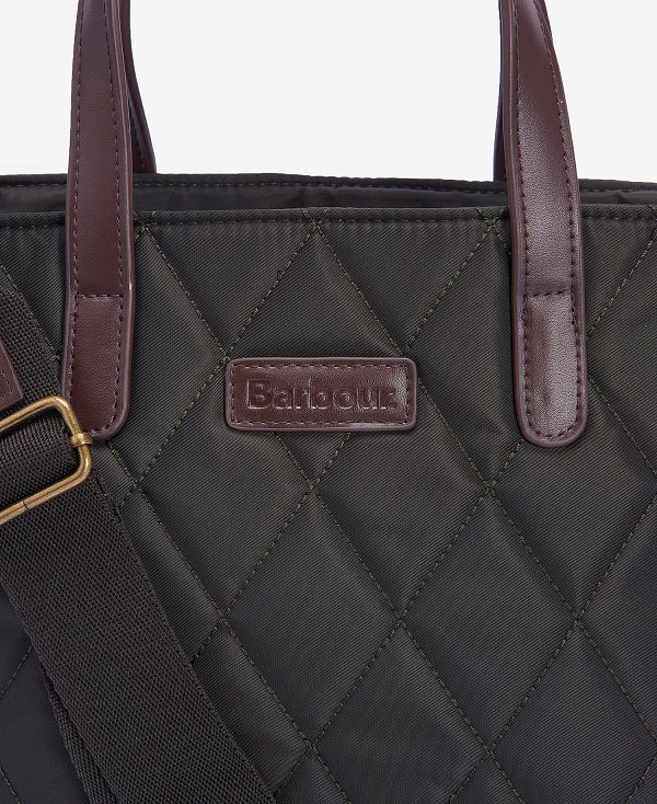 Barbour Quilted Mini Tote Bag Olive | BABO89981