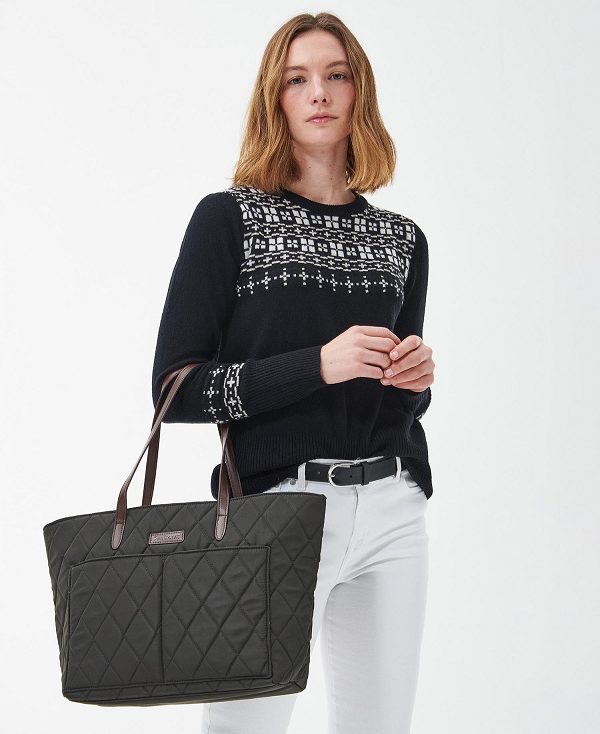 Barbour Quilted Tote Bag Classic Black | BABO89954