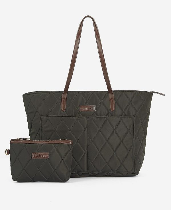 Barbour Quilted Tote Bag Classic Black | BABO89954