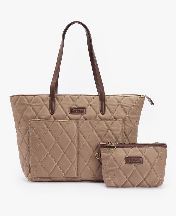 Barbour Quilted Tote Bag Sand Dune | BABO89978