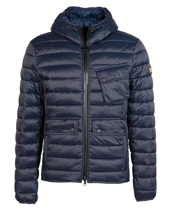 Barbour Racer Ouston Hooded Quilted Jacket Navy | BABO87295