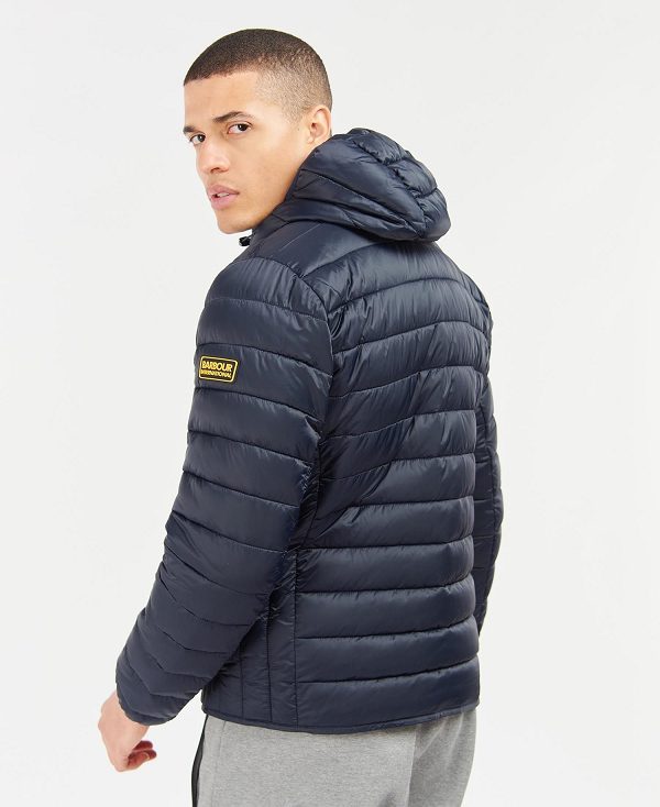 Barbour Racer Ouston Hooded Quilted Jacket Navy | BABO87295