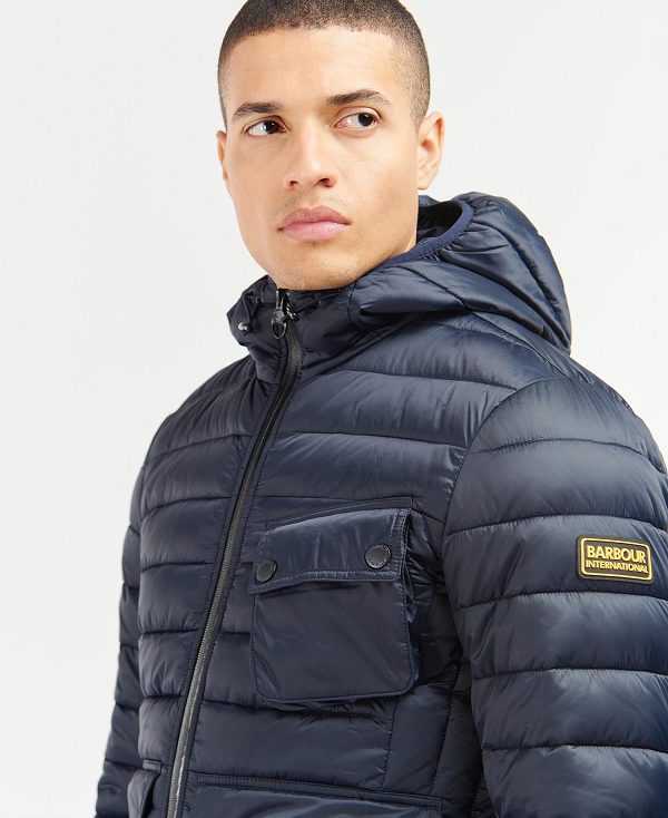 Barbour Racer Ouston Hooded Quilted Jacket Navy | BABO87295