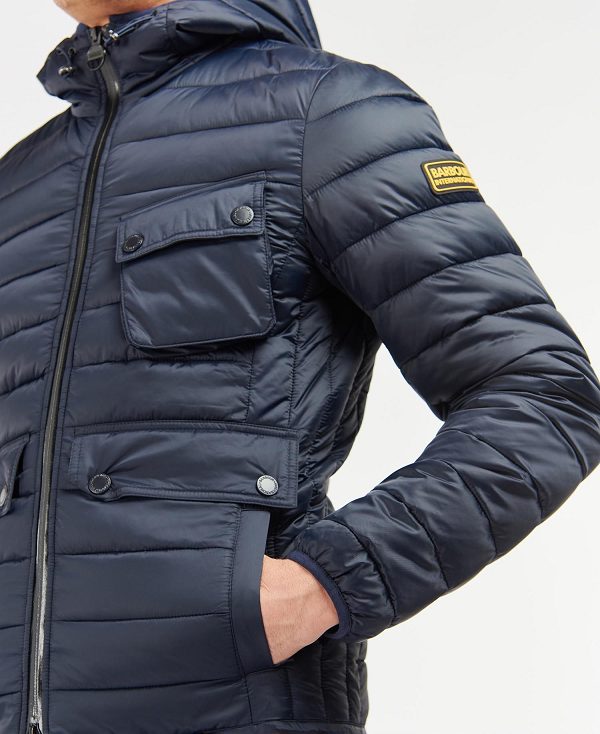 Barbour Racer Ouston Hooded Quilted Jacket Navy | BABO87295