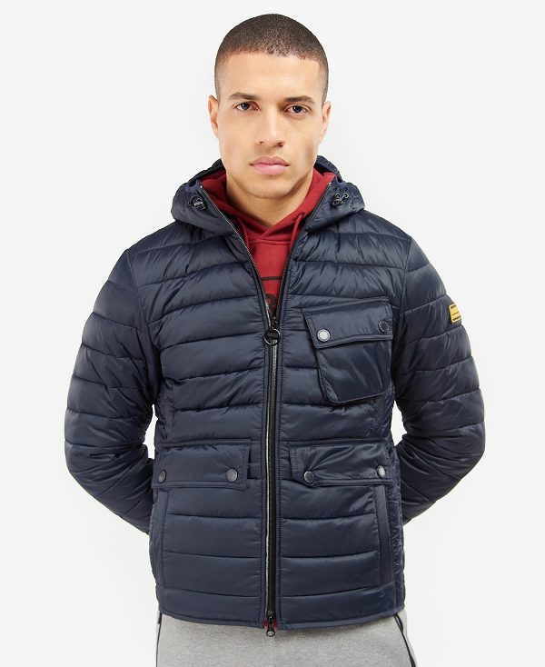 Barbour Racer Ouston Hooded Quilted Jacket Navy | BABO87295