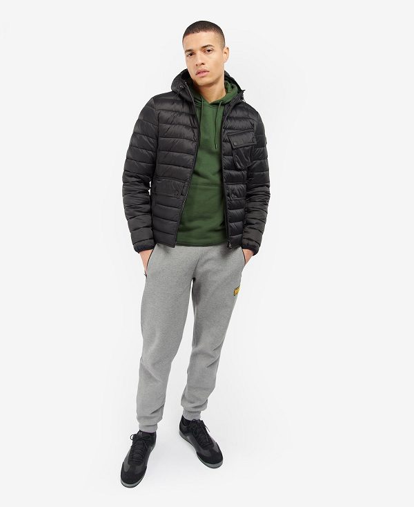 Barbour Racer Ouston Hooded Quilted Jacket Black | BABO87296