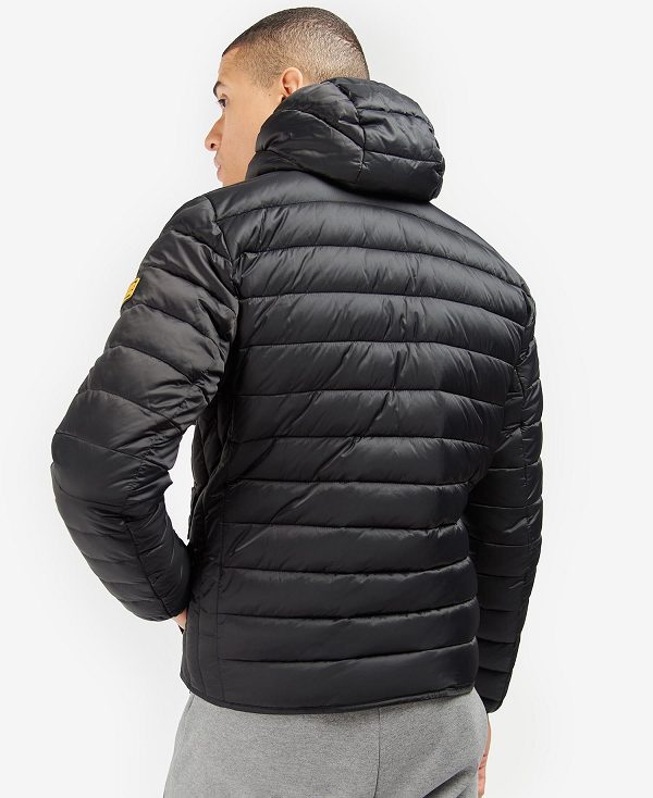 Barbour Racer Ouston Hooded Quilted Jacket Black | BABO87296