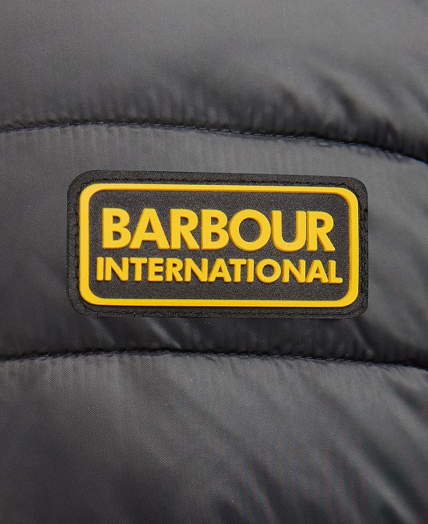 Barbour Racer Ouston Hooded Quilted Jacket Black | BABO87296