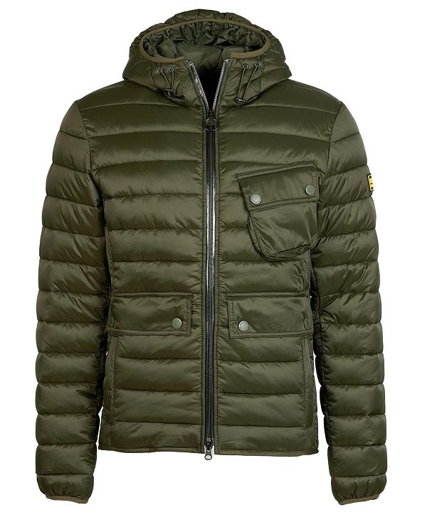 Barbour Racer Ouston Hooded Quilted Jacket Olive | BABO87312