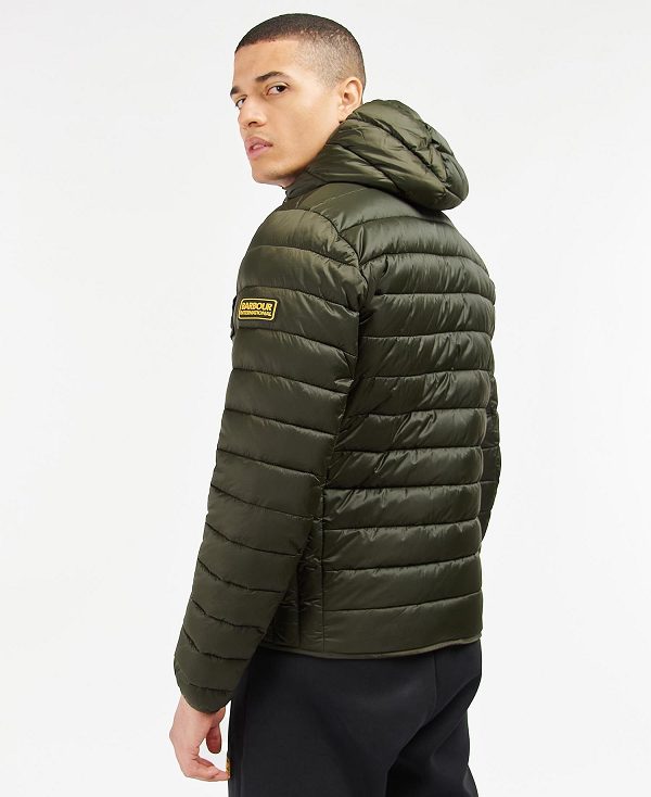 Barbour Racer Ouston Hooded Quilted Jacket Olive | BABO87312