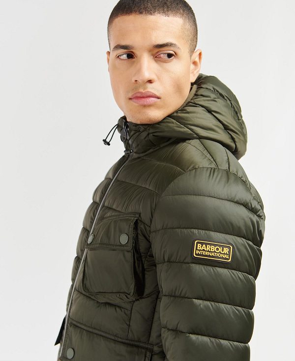 Barbour Racer Ouston Hooded Quilted Jacket Olive | BABO87312