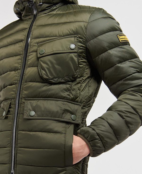 Barbour Racer Ouston Hooded Quilted Jacket Olive | BABO87312