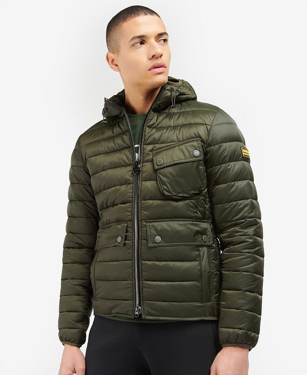 Barbour Racer Ouston Hooded Quilted Jacket Olive | BABO87312