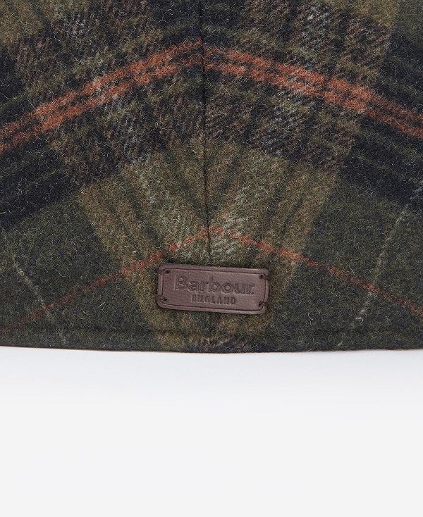 Barbour Ramsden Plaid Flat Cap Olive Check | BABO89068