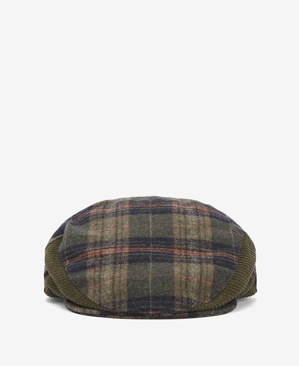 Barbour Ramsden Plaid Flat Cap Olive Check | BABO89068