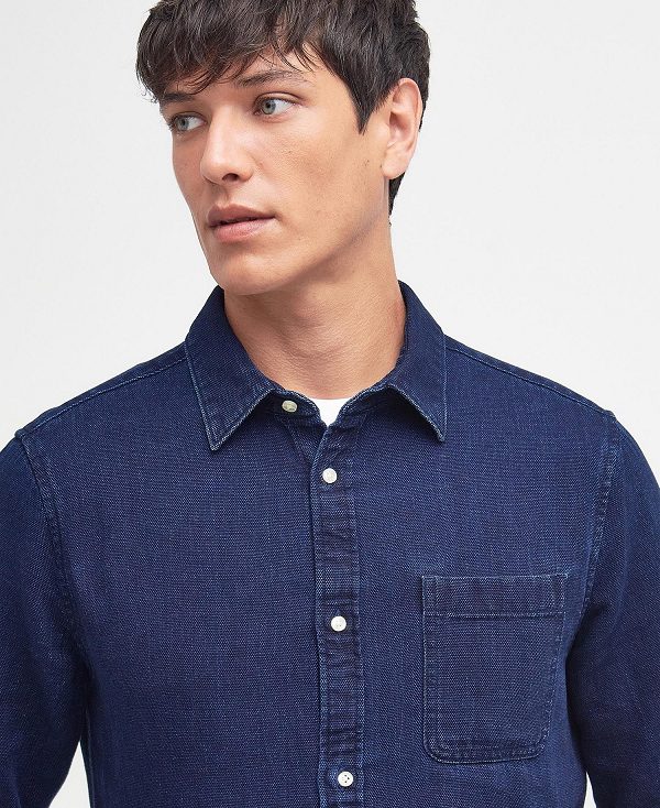 Barbour Raven Tailored Long-sleeved Shirt Indigo | BABO87732