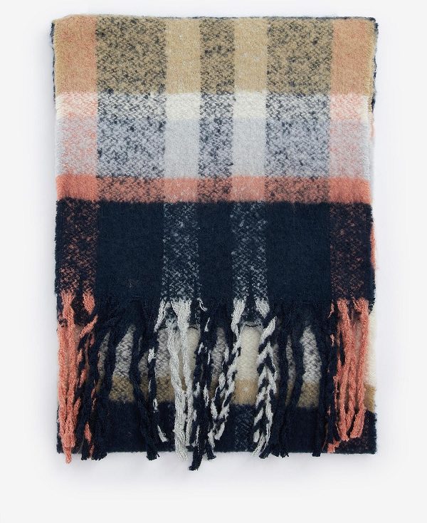 Barbour Rawson Scarf Navy/Pink Rust | BABO90124