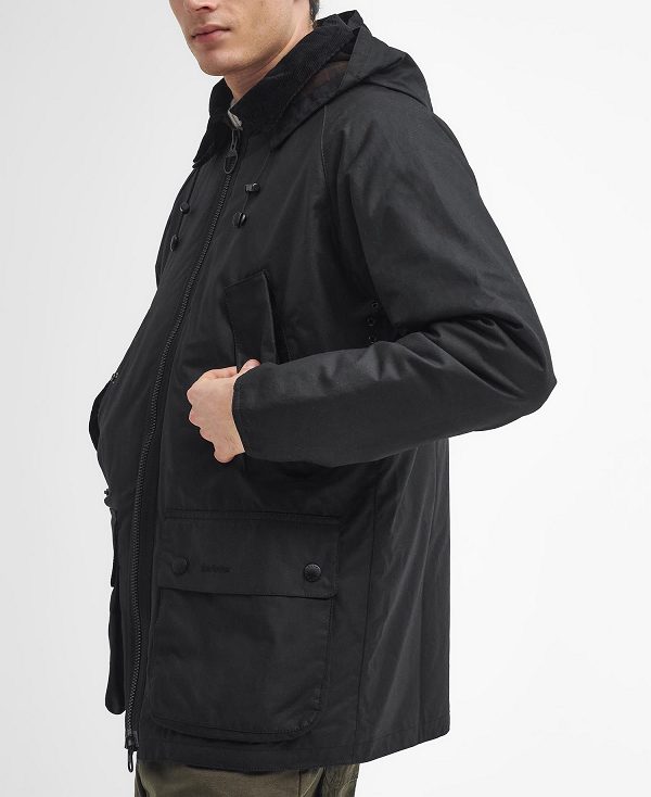 Barbour Re-engineered Beaufort Waxed Jacket Black | BABO87250