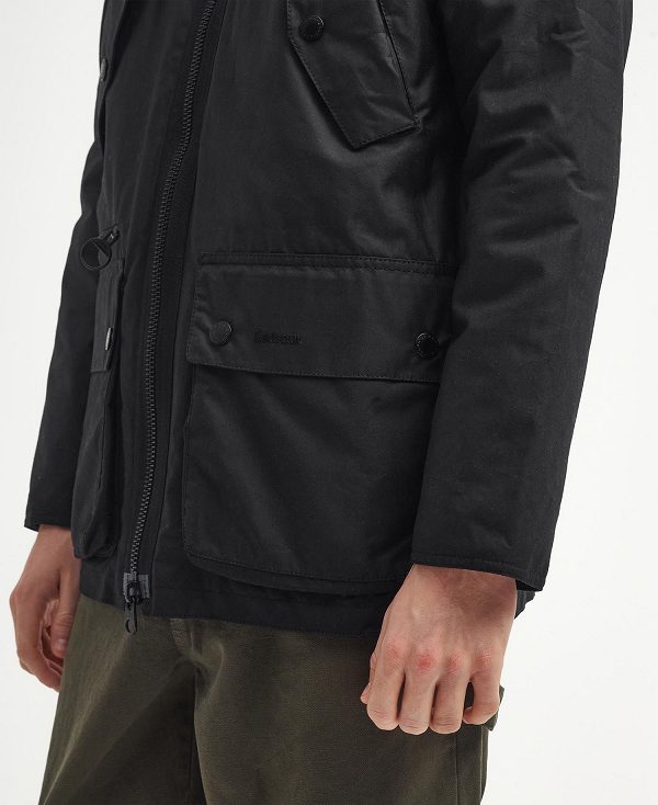 Barbour Re-engineered Beaufort Waxed Jacket Black | BABO87250