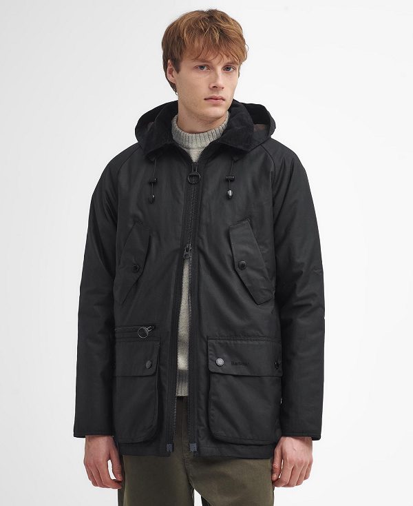 Barbour Re-engineered Beaufort Waxed Jacket Black | BABO87250