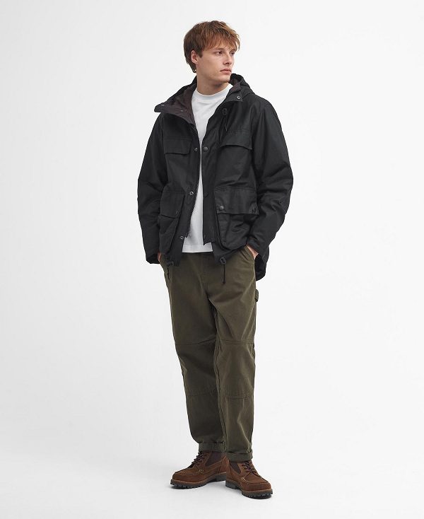 Barbour Re-engineered Durham Waxed Jacket Black | BABO87265