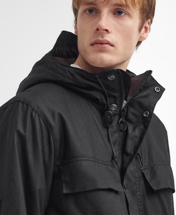 Barbour Re-engineered Durham Waxed Jacket Black | BABO87265