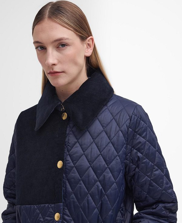 Barbour Reeth Patchwork Quilted Jacket Navy/Classic | BABO89373