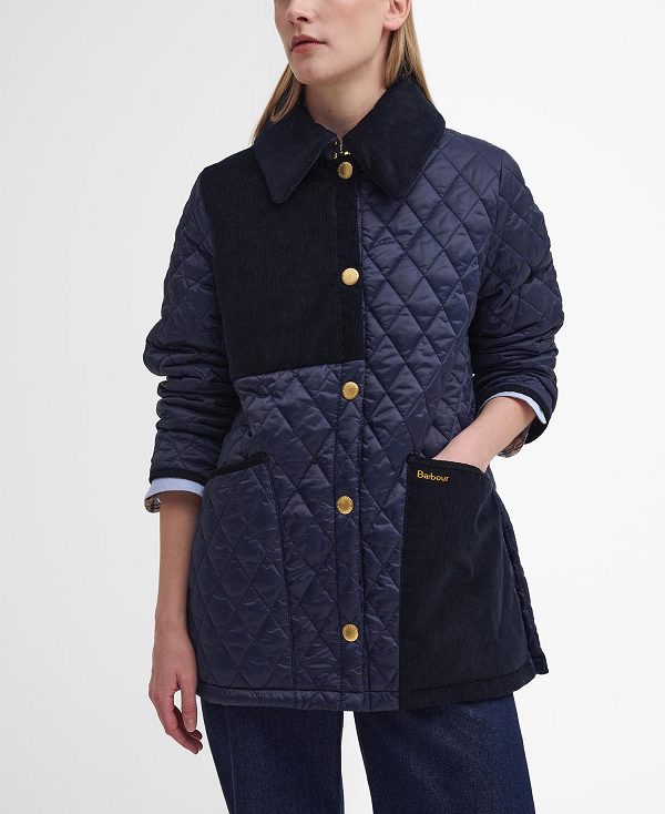 Barbour Reeth Patchwork Quilted Jacket Navy/Classic | BABO89373