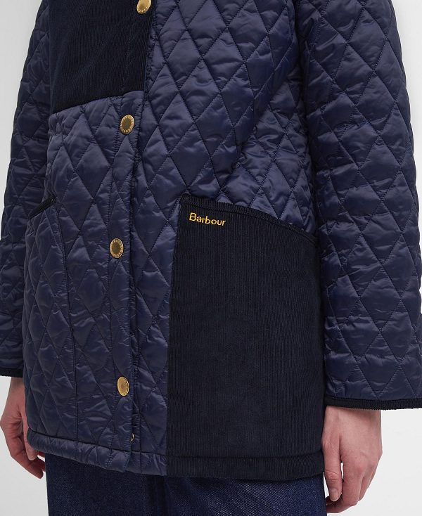 Barbour Reeth Patchwork Quilted Jacket Navy/Classic | BABO89373