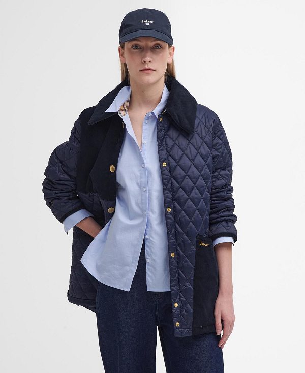 Barbour Reeth Patchwork Quilted Jacket Navy/Classic | BABO89373