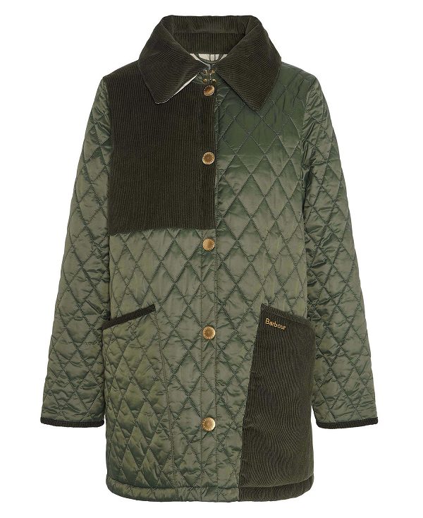 Barbour Reeth Patchwork Quilted Jacket Olive/Classic | BABO89356