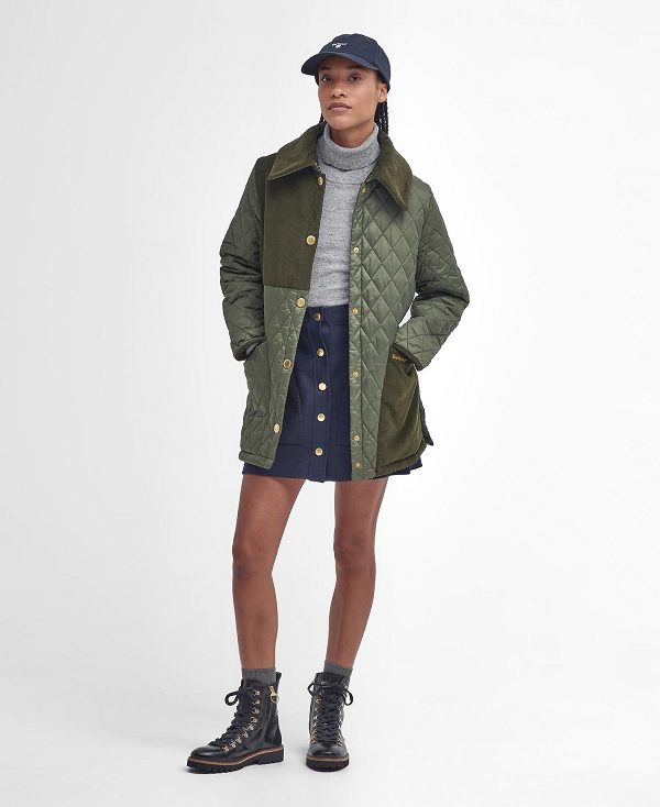 Barbour Reeth Patchwork Quilted Jacket Olive/Classic | BABO89356