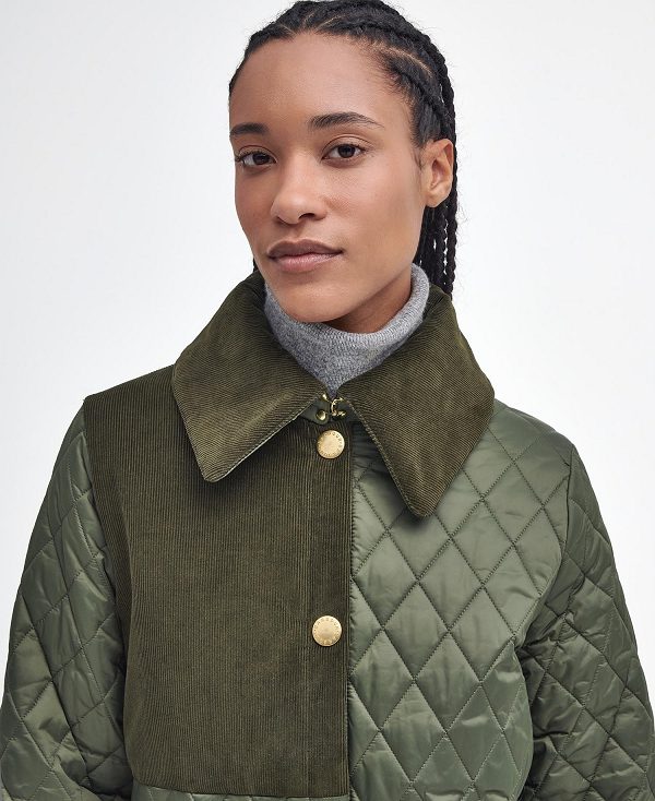 Barbour Reeth Patchwork Quilted Jacket Olive/Classic | BABO89356