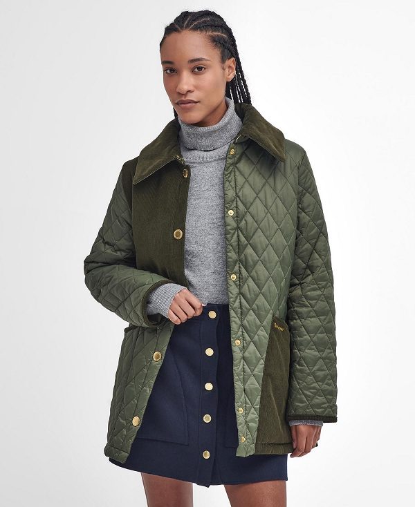 Barbour Reeth Patchwork Quilted Jacket Olive/Classic | BABO89356