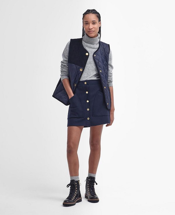 Barbour Reighton Mini Skirt Navy | BABO89655