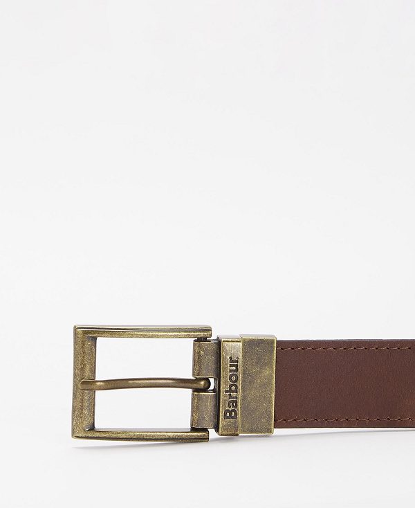 Barbour Reversible Tartan Leather Belt Classic Tartan/Brown | BABO88951