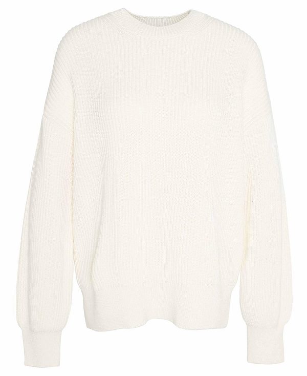 Barbour Rib-stitch Crew Neck Jumper Beige | BABO89711