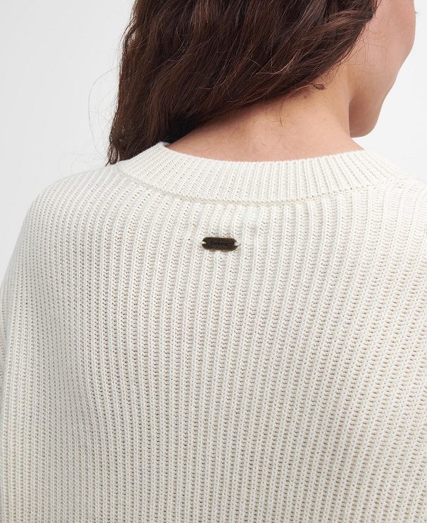 Barbour Rib-stitch Crew Neck Jumper Beige | BABO89711