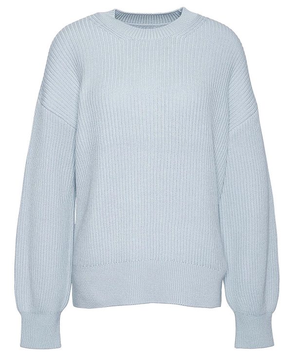 Barbour Rib-stitch Crew Neck Jumper Blue | BABO89771