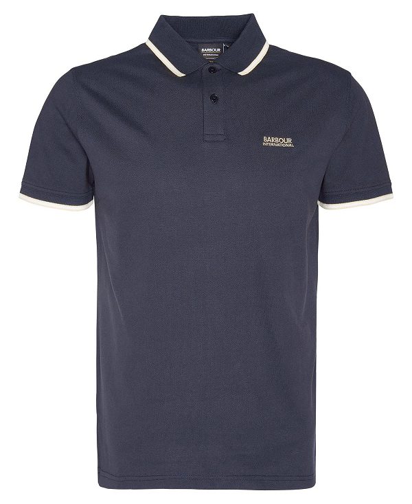 Barbour Rider Tipped Short-sleeved Polo Shirt Navy | BABO88196