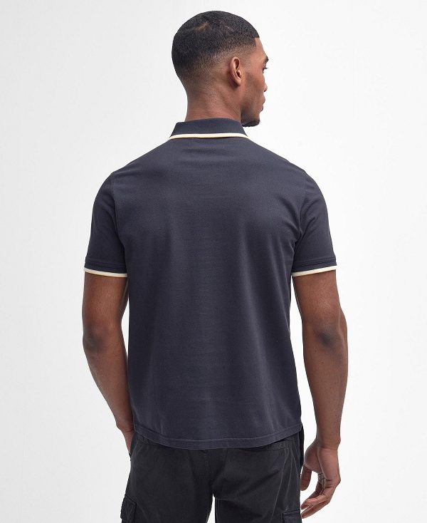 Barbour Rider Tipped Short-sleeved Polo Shirt Navy | BABO88196