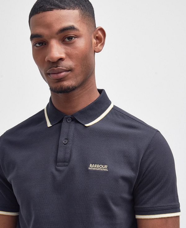 Barbour Rider Tipped Short-sleeved Polo Shirt Navy | BABO88196