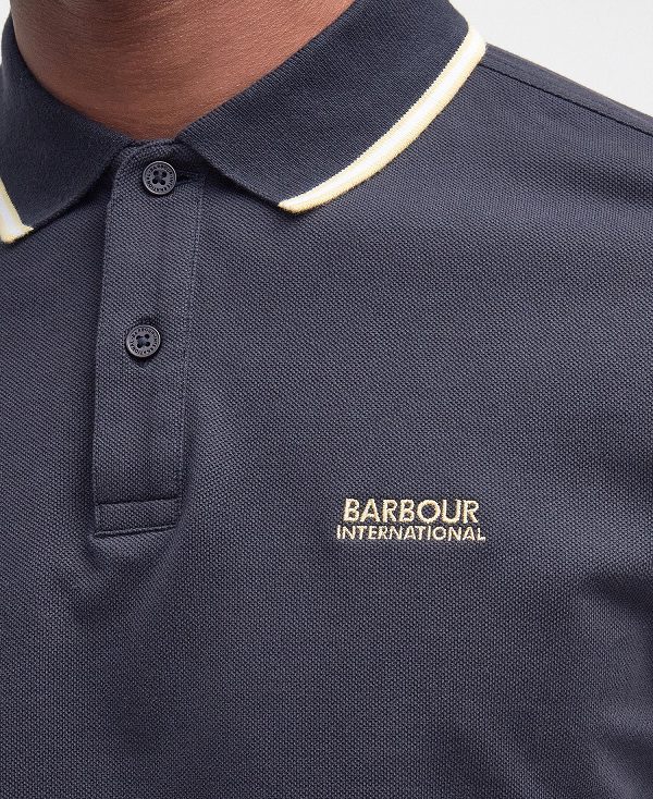 Barbour Rider Tipped Short-sleeved Polo Shirt Navy | BABO88196