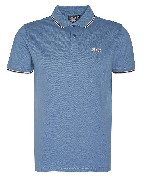 Barbour Rider Tipped Short-sleeved Polo Shirt Dusty Blue | BABO88201