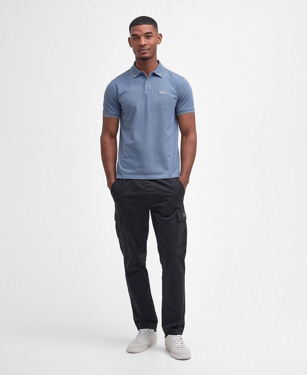 Barbour Rider Tipped Short-sleeved Polo Shirt Dusty Blue | BABO88201