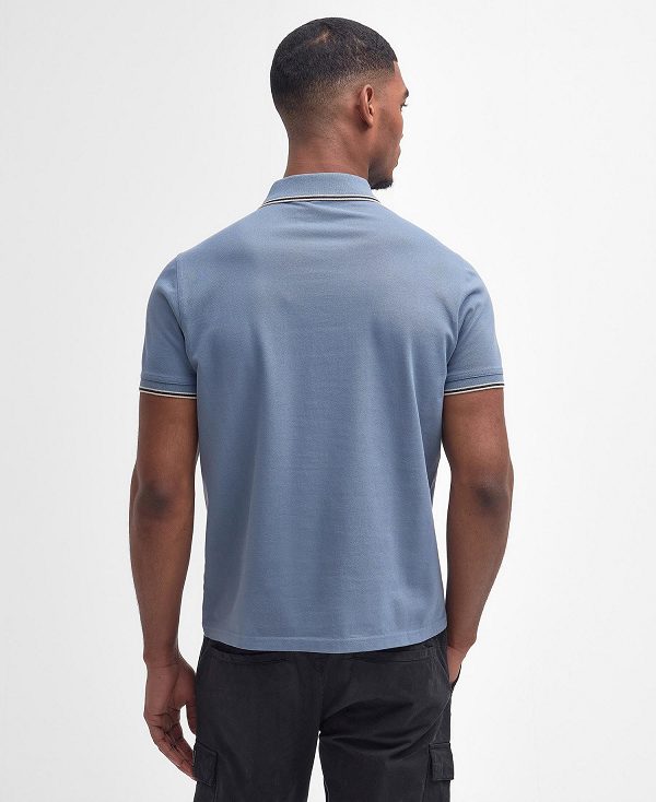 Barbour Rider Tipped Short-sleeved Polo Shirt Dusty Blue | BABO88201