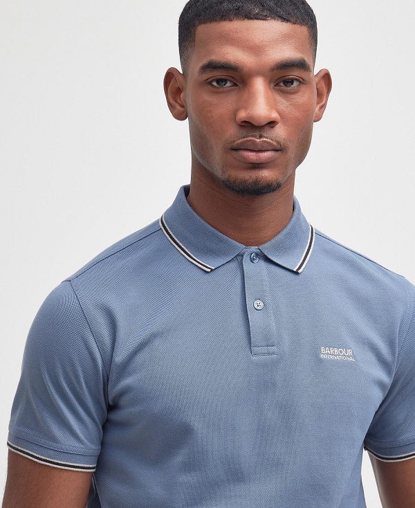 Barbour Rider Tipped Short-sleeved Polo Shirt Dusty Blue | BABO88201