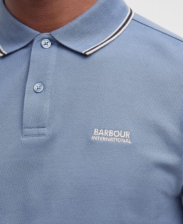 Barbour Rider Tipped Short-sleeved Polo Shirt Dusty Blue | BABO88201